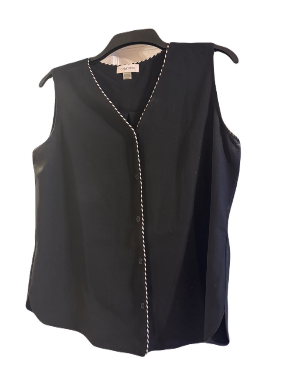 Calvin Klein navy Sleeveless Button Front Top